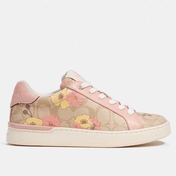 🌸 Coach Clip Low Top Sneaker In Signature Canvas With Floral Print - Picture 4 of 15